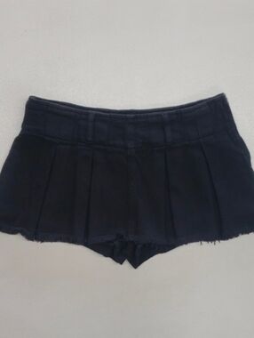 Edikted Washed Denim Pleated Micro Skort Size Small
